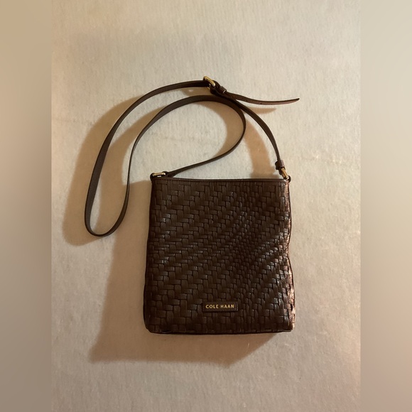 Cole Haan Handbags - Cole Haan Dark Brown Woven Shoulder Bag